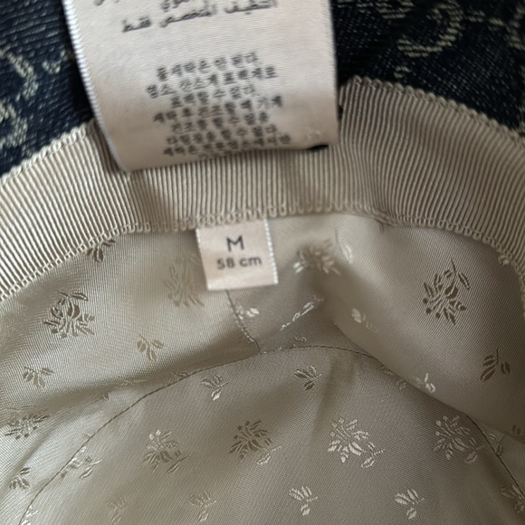 Gucci Bucket Hat Blue Denim Beige GG Monogram Logo Leather Trim Sz Med BNIB - Picture 6 of 8